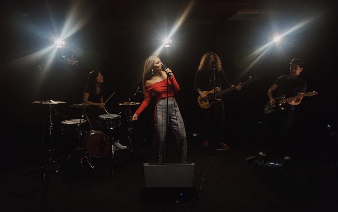 Band performing live on stage