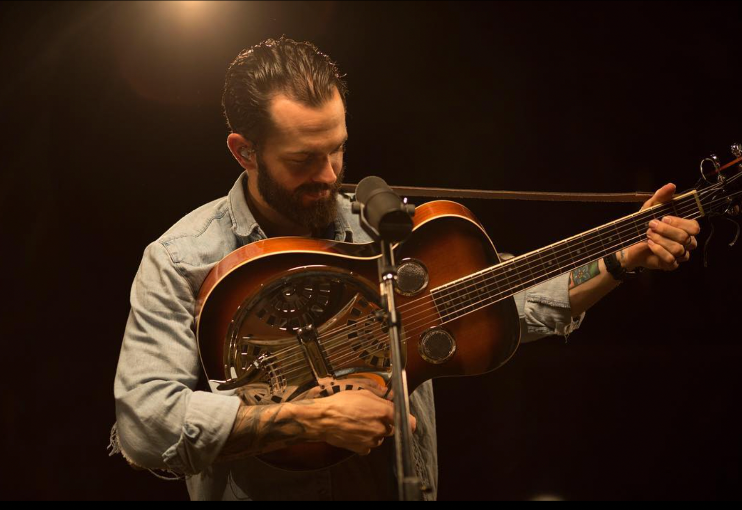 Musician playing a resonator guitar